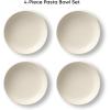 imageJoyJolt Mesa 40oz Stoneware Serving Bowls Set of 4 Large Pasta Salad Pho Soup Plates for Kitchen Dishwasher and Microwave Safe Aesthetic Kitchen Essentials  Matte White Linen