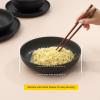 imageJoyJolt Mesa 40oz Stoneware Serving Bowls Set of 4 Large Salad Pho Soup Pasta Plates for Kitchen Dishwasher and Microwave Safe Aesthetic Kitchen Essentials  Matte Sage GreenBlack