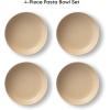 imageJoyJolt Mesa 40oz Stoneware Serving Bowls Set of 4 Large Salad Pho Soup Pasta Plates for Kitchen Dishwasher and Microwave Safe Aesthetic Kitchen Essentials  Matte Sage GreenBeige