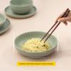 imageJoyJolt Mesa 40oz Stoneware Serving Bowls Set of 4 Large Salad Pho Soup Pasta Plates for Kitchen Dishwasher and Microwave Safe Aesthetic Kitchen Essentials  Matte Sage GreenGreen