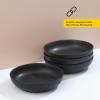 imageJoyJolt Mesa 40oz Stoneware Serving Bowls Set of 4 Large Salad Pho Soup Pasta Plates for Kitchen Dishwasher and Microwave Safe Aesthetic Kitchen Essentials  Matte Sage GreenBlack