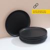 imageJoyJolt Mesa Stoneware Dinner Plates Set of 6 105quot Dish Set Dishwasher and Microwave Safe Plate Set Modern Rustic Dinnerware Kitchen Serving Dishes  Matte BlackBlack