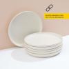 imageJoyJolt Mesa Stoneware Dinner Plates Set of 6 105quot Dish Set Dishwasher and Microwave Safe Plate Set Modern Rustic Dinnerware Kitchen Serving Dishes  Matte BlackLinen