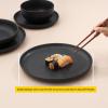imageJoyJolt Mesa Stoneware Dinner Plates Set of 6 105quot Dish Set Dishwasher and Microwave Safe Plate Set Modern Rustic Dinnerware Kitchen Serving Dishes  Matte BlackBlack