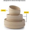 imageJoyJolt Mesa Stoneware Dinner Plates Set of 6 105quot Dish Set Dishwasher and Microwave Safe Plate Set Modern Rustic Dinnerware Kitchen Serving Dishes  Matte BlackBeige