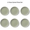 imageJoyJolt Mesa Stoneware Salad Plates 8quot Round Lunch Plates Dishwasher and Microwave Safe Plate Set of 6 Modern Rustic Dinnerware Appetizer Dessert Dinner Sides Kitchen Dishes  Matte White LinenGreen