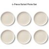 imageJoyJolt Mesa Stoneware Salad Plates 8quot Round Lunch Plates Dishwasher and Microwave Safe Plate Set of 6 Modern Rustic Dinnerware Appetizer Dessert Dinner Sides Kitchen Dishes  Matte White LinenLinen