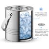 imageJoyJolt Metal Double Wall Ice Bucket with Lid Ice Tongs and Strainer 3L Insulated Ice Bucket for Cocktail Bar Wine Home Bar Accessories Parties Champagne Bucket Stainless Steel Ice Buckets