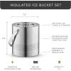 imageJoyJolt Metal Double Wall Ice Bucket with Lid Ice Tongs and Strainer 3L Insulated Ice Bucket for Cocktail Bar Wine Home Bar Accessories Parties Champagne Bucket Stainless Steel Ice Buckets