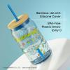 imageJoyJolt Sanrio Hello Kitty and Friends Favorite Flavor Glass Tumbler with Bamboo Lid and Straw Leakproof 16oz Clear Soda Can Shaped Cup featuring My Melody Hello Kitty MerchCinnamoroll