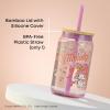 imageJoyJolt Sanrio Hello Kitty and Friends Favorite Flavor Glass Tumbler with Bamboo Lid and Straw Leakproof 16oz Clear Soda Can Shaped Cup featuring My Melody Hello Kitty MerchMy Melody