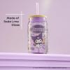 imageJoyJolt Sanrio Hello Kitty and Friends Favorite Flavor Glass Tumbler with Bamboo Lid and Straw Leakproof 16oz Clear Soda Can Shaped Cup featuring My Melody Hello Kitty MerchKuromi
