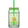 imageJoyJolt Sanrio Hello Kitty and Friends Favorite Flavor Glass Tumbler with Bamboo Lid and Straw Leakproof 16oz Clear Soda Can Shaped Cup featuring My Melody Hello Kitty MerchKeroppi