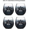 imageJoyJolt Spirits Stemless Wine Glasses for Red or White Wine Set of 415OuncesLarge