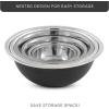 imageJoyJolt Stainless Steel Mixing Bowl Set  6 Piece Nesting Bowls 5qt to 05qt Black Perfect for Dough Batter ampamp BakingBlack