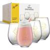 imageJoyJolt Stemless Wine Glasses Set of 4  19 oz Clear Glass Tumblers for Red ampamp White Wine Cocktails Dishwasher Safe Perfect for Home Bar GiftsDisney Princess