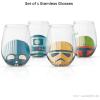 imageJoyJolt Stemless Wine Glasses Set of 4  19 oz Clear Glass Tumblers for Red ampamp White Wine Cocktails Dishwasher Safe Perfect for Home Bar GiftsStar Wars Helmet Hues