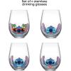 imageJoyJolt Stemless Wine Glasses Set of 4  19 oz Clear Glass Tumblers for Red ampamp White Wine Cocktails Dishwasher Safe Perfect for Home Bar GiftsStitch