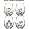 imageJoyJolt Stemless Wine Glasses Set of 4  19 oz Clear Glass Tumblers for Red ampamp White Wine Cocktails Dishwasher Safe Perfect for Home Bar GiftsWinnie the Pooh