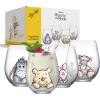 imageJoyJolt Stemless Wine Glasses Set of 4  19 oz Clear Glass Tumblers for Red ampamp White Wine Cocktails Dishwasher Safe Perfect for Home Bar GiftsWinnie the Pooh