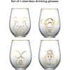 imageJoyJolt Stemless Wine Glasses Set of 4  19 oz Clear Glass Tumblers for Red ampamp White Wine Cocktails Dishwasher Safe Perfect for Home Bar GiftsWinnie the Pooh Gold