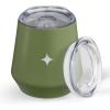 imageJoyJolt TriInsulated Wine Tumbler with Lid Pack 12 oz Tumbler Slider and Straw Lids Vacuum Double Walled Stainless Steel Stemless Wine Glass Copper Lined for Very Cold Drinks Travel and CampingForest Green