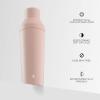 imageJoyJolt Triple Insulated CocktailProtein Shaker Bottle 20oz Shaker Cup with Alcohol Measure Lid and Jigger Cap 12hr Ice Cold Bottle for Protein Mixes Shake or Smoothie Metal MixerBlush Pink