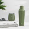 imageJoyJolt Triple Insulated CocktailProtein Shaker Bottle 20oz Shaker Cup with Alcohol Measure Lid and Jigger Cap 12hr Ice Cold Bottle for Protein Mixes Shake or Smoothie Metal MixerForest Green