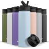 imageJoyJolt Triple Insulated Water Bottle with Straw Lid AND Flip Lid 32oz Large Water Bottle 12 Hour HotCold Vacuum Insulated Stainless Steel Bottle BPAFree Leakproof Water Bottles  Thermos BottleCloud Blue