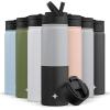imageJoyJolt Triple Insulated Water Bottle with Straw Lid AND Flip Lid 32oz Large Water Bottle 12 Hour HotCold Vacuum Insulated Stainless Steel Bottle BPAFree Leakproof Water Bottles  Thermos BottleGrayBlack