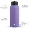 imageJoyJolt Triple Insulated Water Bottle with Straw Lid AND Flip Lid 32oz Large Water Bottle 12 Hour HotCold Vacuum Insulated Stainless Steel Bottle BPAFree Leakproof Water Bottles  Thermos BottleLilac Purple