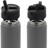 imageJoyJolt Triple Insulated Water Bottle with Straw Lid AND Flip Lid 32oz Large Water Bottle 12 Hour HotCold Vacuum Insulated Stainless Steel Bottle BPAFree Leakproof Water Bottles  Thermos BottleMatte White