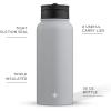 imageJoyJolt Triple Insulated Water Bottle with Straw Lid AND Flip Lid 32oz Large Water Bottle 12 Hour HotCold Vacuum Insulated Stainless Steel Bottle BPAFree Leakproof Water Bottles  Thermos BottleDove Grey