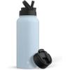 imageJoyJolt Triple Insulated Water Bottle with Straw Lid AND Flip Lid 32oz Large Water Bottle 12 Hour HotCold Vacuum Insulated Stainless Steel Bottle BPAFree Leakproof Water Bottles  Thermos BottleCloud Blue