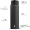 imageJoyJolt Triple Insulated Water Bottle with Straw Lid AND Flip Lid 32oz Large Water Bottle 12 Hour HotCold Vacuum Insulated Stainless Steel Bottle BPAFree Leakproof Water Bottles  Thermos BottleMatte Black