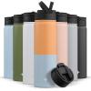 imageJoyJolt Triple Insulated Water Bottle with Straw Lid AND Flip Lid 32oz Large Water Bottle 12 Hour HotCold Vacuum Insulated Stainless Steel Bottle BPAFree Leakproof Water Bottles  Thermos BottleOrangeBlue