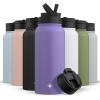 imageJoyJolt Triple Insulated Water Bottle with Straw Lid AND Flip Lid 32oz Large Water Bottle 12 Hour HotCold Vacuum Insulated Stainless Steel Bottle BPAFree Leakproof Water Bottles  Thermos BottleLilac Purple