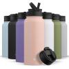 imageJoyJolt Triple Insulated Water Bottle with Straw Lid AND Flip Lid 32oz Large Water Bottle 12 Hour HotCold Vacuum Insulated Stainless Steel Bottle BPAFree Leakproof Water Bottles  Thermos BottleBlush Pink
