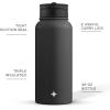 imageJoyJolt Triple Insulated Water Bottle with Straw Lid AND Flip Lid 32oz Large Water Bottle 12 Hour HotCold Vacuum Insulated Stainless Steel Bottle BPAFree Leakproof Water Bottles  Thermos BottleMatte Black