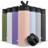 imageJoyJolt Triple Insulated Water Bottle with Straw Lid AND Flip Lid 32oz Large Water Bottle 12 Hour HotCold Vacuum Insulated Stainless Steel Bottle BPAFree Leakproof Water Bottles  Thermos BottleBlush Pink