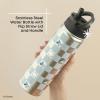 imageJoyJolt Triple Insulated Water Bottle with Straw Lid AND Flip Lid 32oz Large Water Bottle 12 Hour HotCold Vacuum Insulated Stainless Steel Bottle BPAFree Leakproof Water Bottles  Thermos BottleCheckerboard