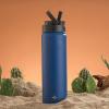 imageJoyJolt Triple Insulated Water Bottle with Straw Lid AND Flip Lid 32oz Large Water Bottle 12 Hour HotCold Vacuum Insulated Stainless Steel Bottle BPAFree Leakproof Water Bottles  Thermos BottleIndigo Blue