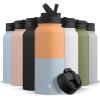 imageJoyJolt Triple Insulated Water Bottle with Straw Lid AND Flip Lid 32oz Large Water Bottle 12 Hour HotCold Vacuum Insulated Stainless Steel Bottle BPAFree Leakproof Water Bottles  Thermos BottleOrangeBlue