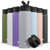 imageJoyJolt Triple Insulated Water Bottle with Straw Lid AND Flip Lid 32oz Large Water Bottle 12 Hour HotCold Vacuum Insulated Stainless Steel Bottle BPAFree Leakproof Water Bottles  Thermos BottleDove Grey