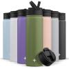 imageJoyJolt Triple Insulated Water Bottle with Straw Lid AND Flip Lid 32oz Large Water Bottle 12 Hour HotCold Vacuum Insulated Stainless Steel Bottle BPAFree Leakproof Water Bottles  Thermos BottleForest Green