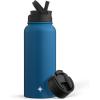 imageJoyJolt Triple Insulated Water Bottle with Straw Lid AND Flip Lid 32oz Large Water Bottle 12 Hour HotCold Vacuum Insulated Stainless Steel Bottle BPAFree Leakproof Water Bottles  Thermos BottleIndigo Blue