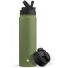 imageJoyJolt Triple Insulated Water Bottle with Straw Lid AND Flip Lid 32oz Large Water Bottle 12 Hour HotCold Vacuum Insulated Stainless Steel Bottle BPAFree Leakproof Water Bottles  Thermos BottleForest Green
