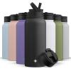 imageJoyJolt Triple Insulated Water Bottle with Straw Lid AND Flip Lid 32oz Large Water Bottle 12 Hour HotCold Vacuum Insulated Stainless Steel Bottle BPAFree Leakproof Water Bottles  Thermos BottleMatte Black