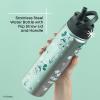 imageJoyJolt Triple Insulated Water Bottle with Straw Lid AND Flip Lid 32oz Large Water Bottle 12 Hour HotCold Vacuum Insulated Stainless Steel Bottle BPAFree Leakproof Water Bottles  Thermos BottleFlowers