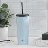 imageJoyJolt Vacuum Insulated 24 oz Tumbler with Lid and Straw 2 Each Vacuum Double Wall Stainless Steel Tumbler Copper Lined for 12Hr HoldCold Drinks Leakproof Water Bottle Tea or Iced Coffee CupCloud Blue